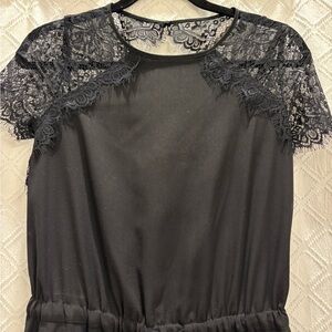 LOFT Black Jumpsuit with Lace Detailing